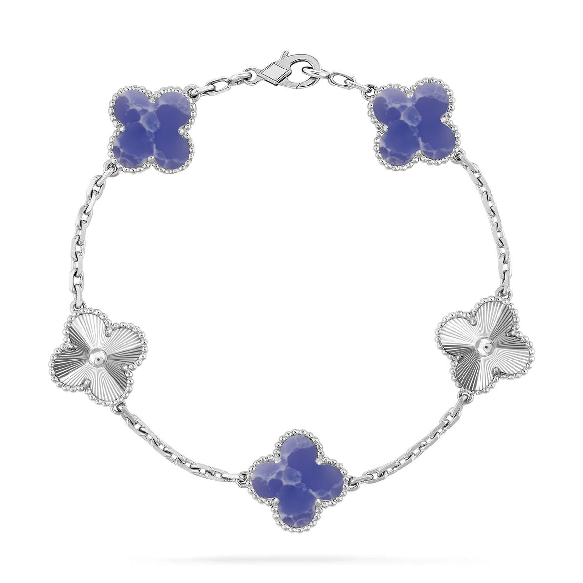 {
"Bling Jewelrys": "ブリングジュエリー",
"CLOVER 5 MOTIF BLUE VEINS BRACELET COLLECTION": "クローバー 5モチーフ ブルーベイン ブレスレットコレクション"
}