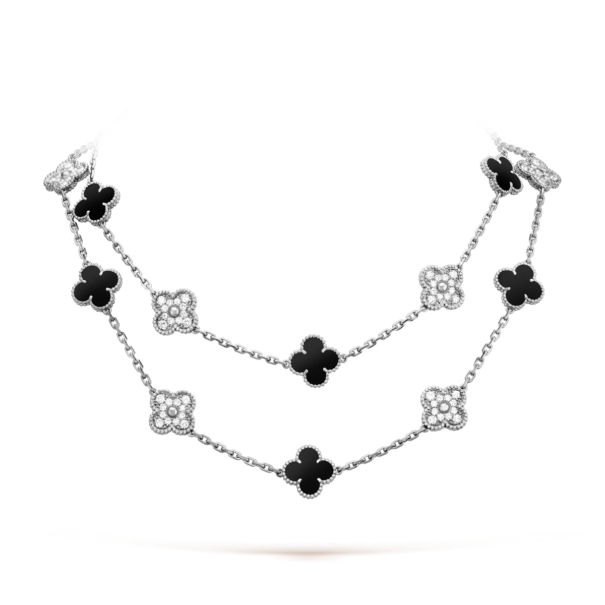 [Bling Jewelrys ]クローバー 20モチーフ オニキス ダイヤモンド シルバー