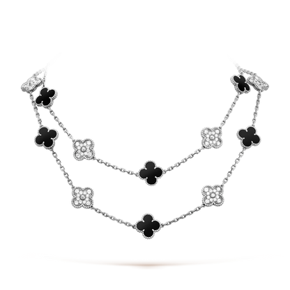 [Bling Jewelrys ]クローバー 20モチーフ オニキス ダイヤモンド シルバー