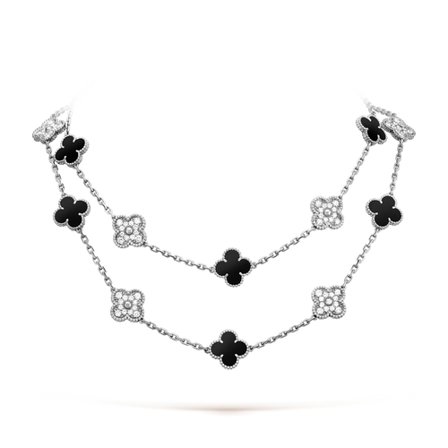 [Bling Jewelrys ]クローバー 20モチーフ オニキス ダイヤモンド シルバー