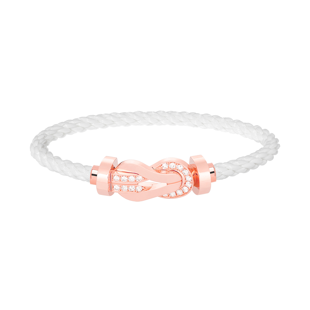 [Bling Jewelrys ]CHANCE LARGE 8 FIGURE BUCKLE HALF DIAMOND BRACELET ROSE GOLD