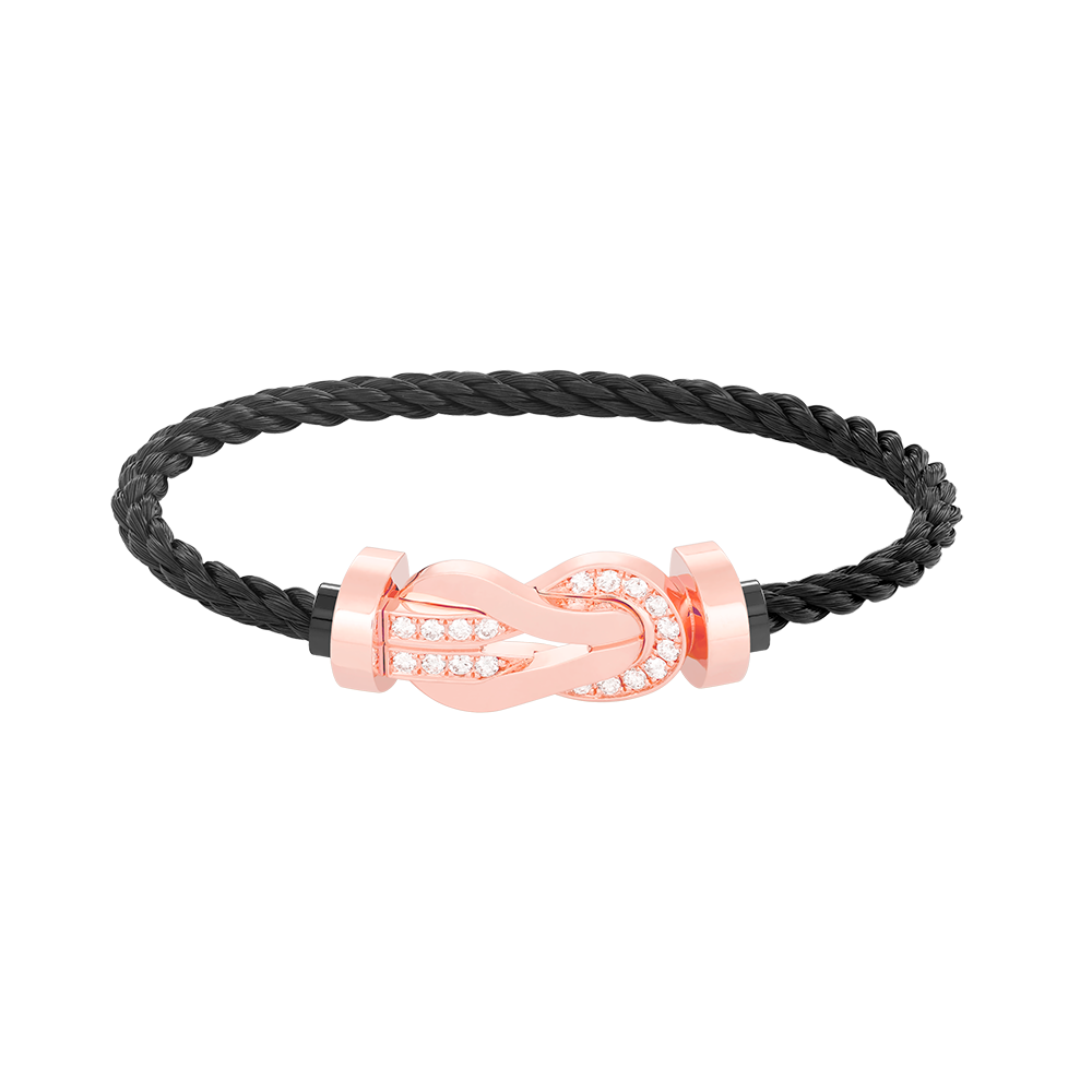 [Bling Jewelrys ]CHANCE LARGE 8 FIGURE BUCKLE HALF DIAMOND BRACELET ROSE GOLD