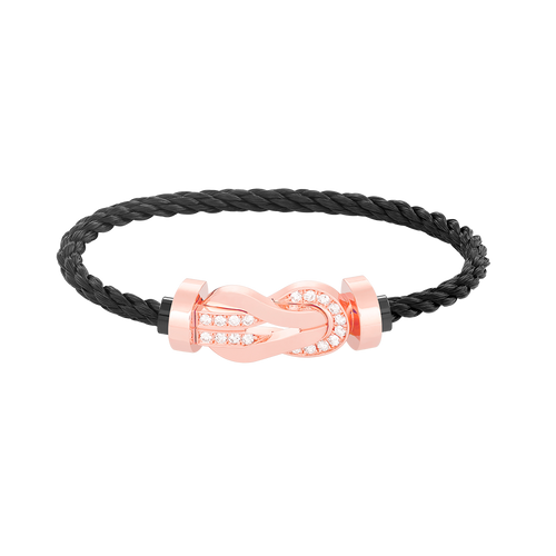 [Bling Jewelrys ]CHANCE LARGE 8 FIGURE BUCKLE HALF DIAMOND BRACELET ROSE GOLD