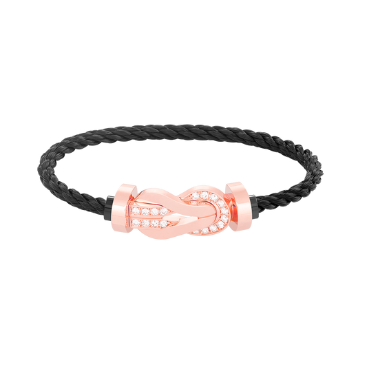 [Bling Jewelrys ]CHANCE LARGE 8 FIGURE BUCKLE HALF DIAMOND BRACELET ROSE GOLD
