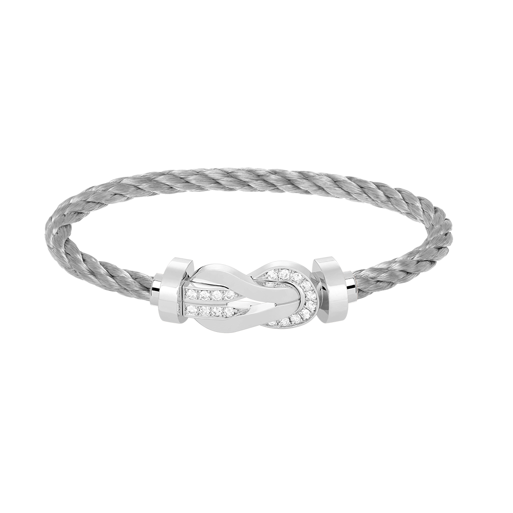 [Bling Jewelrys ]CHANCE LARGE 8 FIGURE BUCKLE HALF DIAMOND BRACELET SILVER