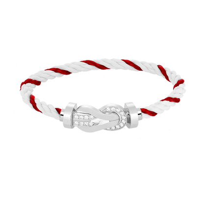 [Bling Jewelrys ]CHANCE LARGE 8 FIGURE BUCKLE HALF DIAMOND BRACELET SILVER