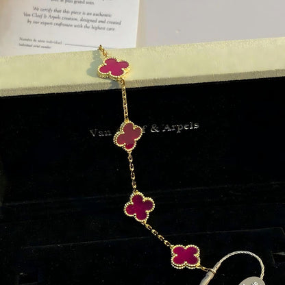 [Bling Jewelrys]NEW CLOVER 5 MOTIFS PINK ENAMEL BRACELET