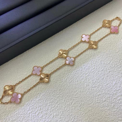 [Bling Jewelrys] KLEEBLATT 10 MOTIVE LASER PINK PERLMUTT HALSKETTE