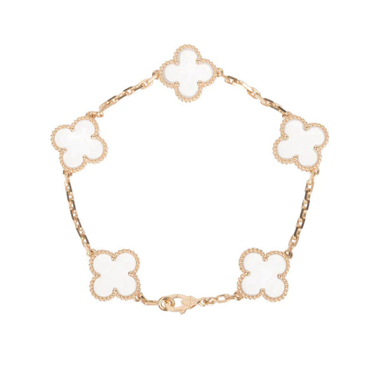 [Bling Jewelrys ]CLOVER 5 MOTIF ROCK CRYSTAL BRACELET