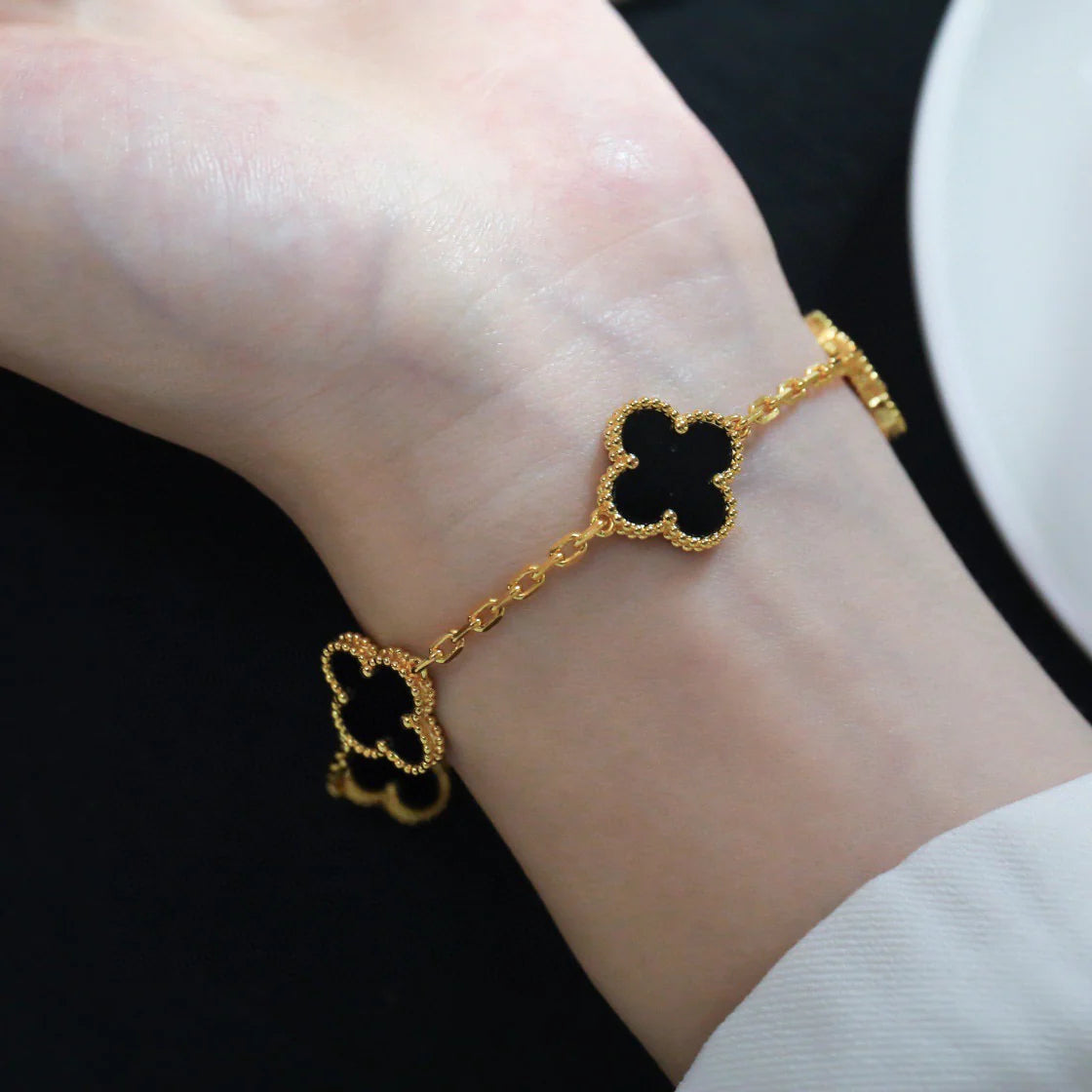 [Bling Jewelrys ] クローバー 5モチーフ オニキスブレスレット コレクション