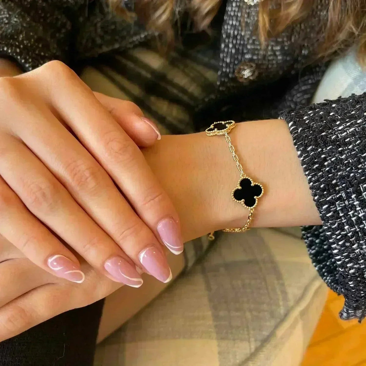 [Bling Jewelrys ] クローバー 5モチーフ オニキスブレスレット コレクション