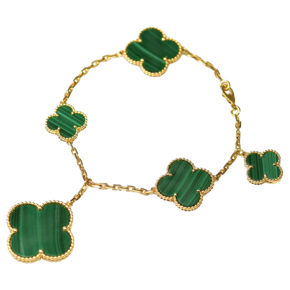 [Bling Jewelrys ]MAGIC CLOVER MALACHITE GOLD BRACELET 5 MOTIFS