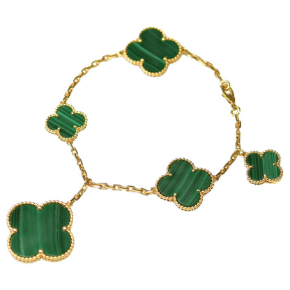 [Bling Jewelrys ]MAGIC CLOVER MALACHITE GOLD BRACELET 5 MOTIFS
