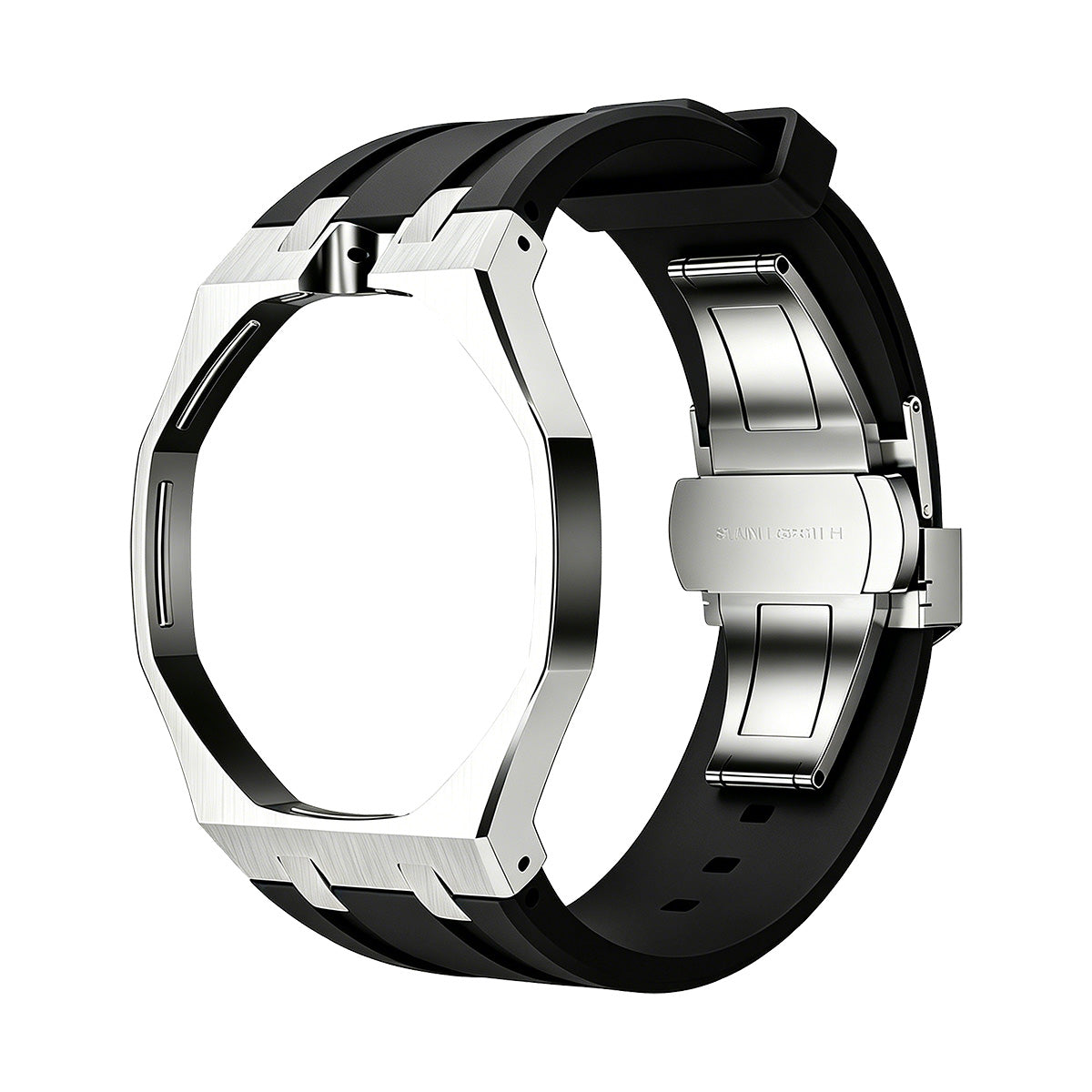 [Bling Jewelrys]OAK POP BLACK STEEL SILICONE STRAP