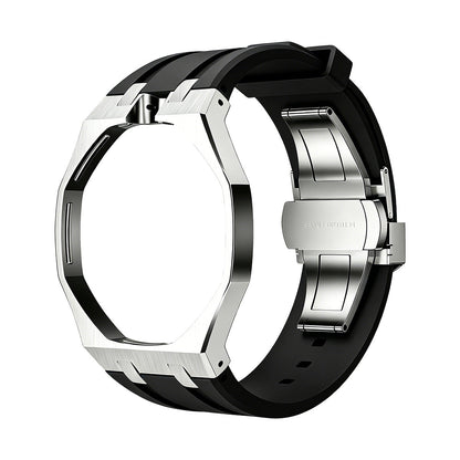 [Bling Jewelrys]OAK POP BLACK STEEL SILICONE STRAP