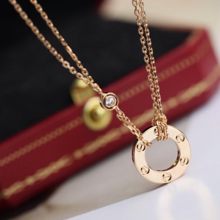 [Bling Jewelrys ]LOVE NECKLACE ADJUSTABLE ROSE GOLD 2 DIAMOND
