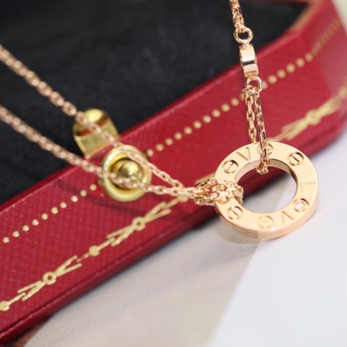 [Bling Jewelrys ]LOVE NECKLACE ADJUSTABLE ROSE GOLD 2 DIAMOND
