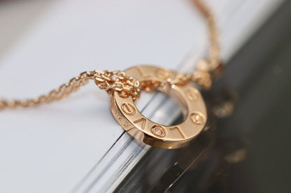 [Bling Jewelrys ]LOVE NECKLACE ADJUSTABLE ROSE GOLD 2 DIAMOND