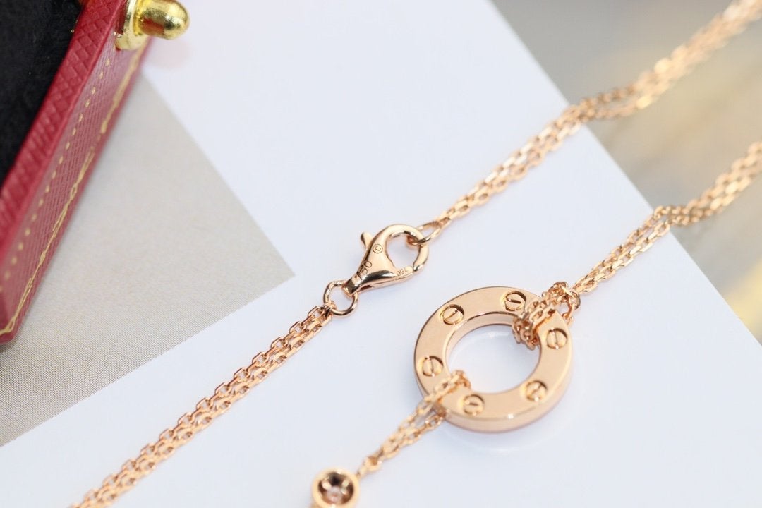 [Bling Jewelrys ]LOVE NECKLACE ADJUSTABLE ROSE GOLD 2 DIAMOND