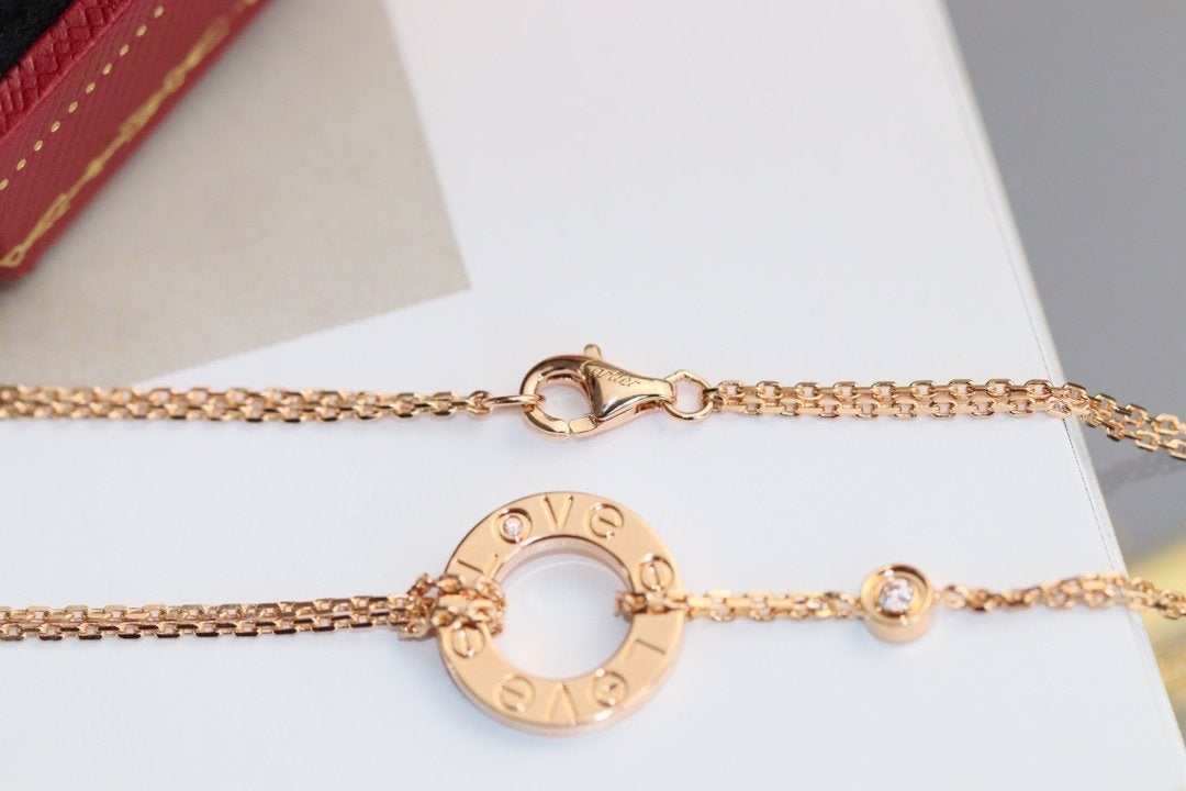 [Bling Jewelrys ]LOVE NECKLACE ADJUSTABLE ROSE GOLD 2 DIAMOND