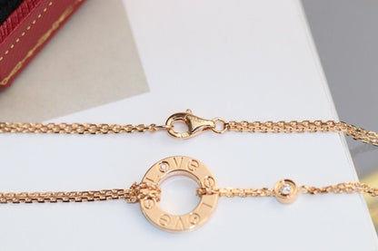 [Bling Jewelrys ]LOVE NECKLACE ADJUSTABLE ROSE GOLD 2 DIAMOND
