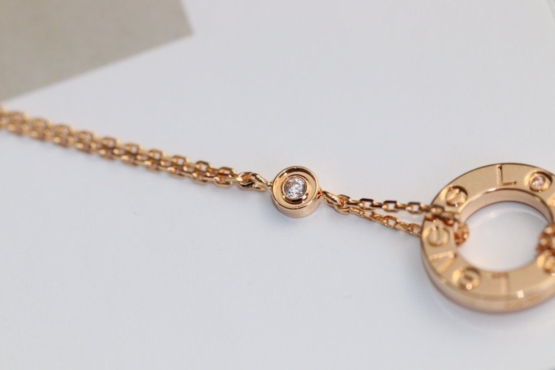 [Bling Jewelrys ]LOVE NECKLACE ADJUSTABLE ROSE GOLD 2 DIAMOND