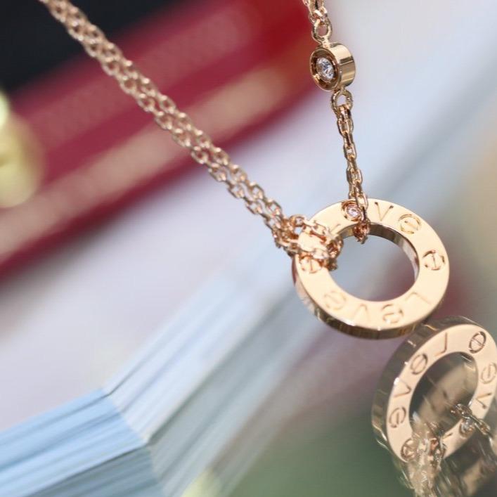 [Bling Jewelrys ]LOVE NECKLACE ADJUSTABLE ROSE GOLD 2 DIAMOND