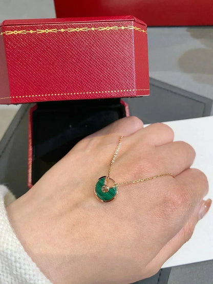 [Bling Jewelrys ]AMULETTE MALACHIT-HALSKETTE IN ROSÉGOLD