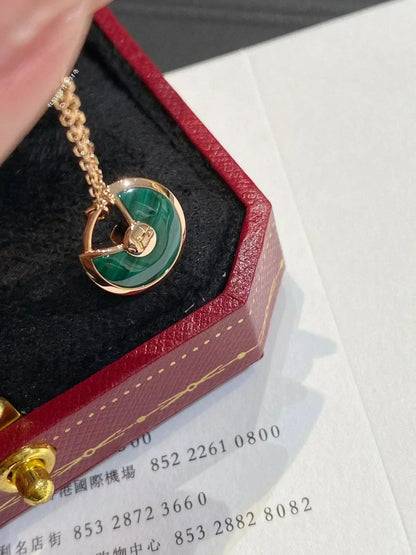 [Bling Jewelrys ]AMULETTE MALACHIT-HALSKETTE IN ROSÉGOLD