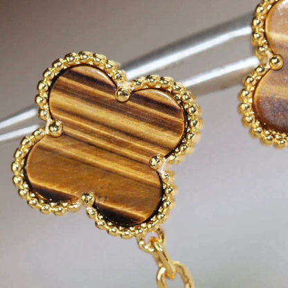 [Bling Jewelrys ]CLOVER  2 MOTIF  TIGER EYE CARNELIAN EARRINGS