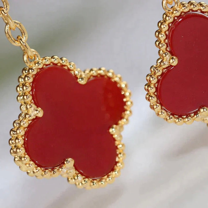 [Bling Jewelrys ]CLOVER  2 MOTIF  TIGER EYE CARNELIAN EARRINGS
