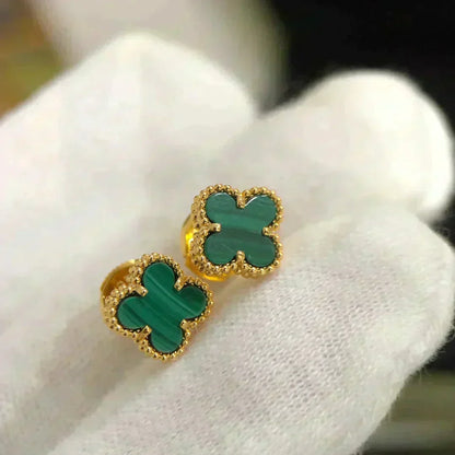 [Bling Jewelrys ]CLOVER MINI 9.5MM MALACHITE  EARRINGS
