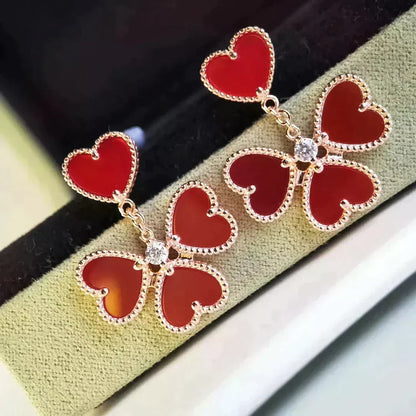 [Bling Jewelrys ]SWEET CLOVER CARNELIAN EARRINGS