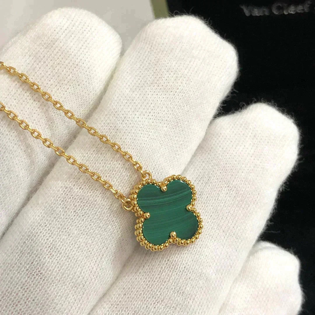 [Bling Jewelry] 15MM MALACHIT-KLEEBATT-HALSKETTE (EINZELBLÜTE)