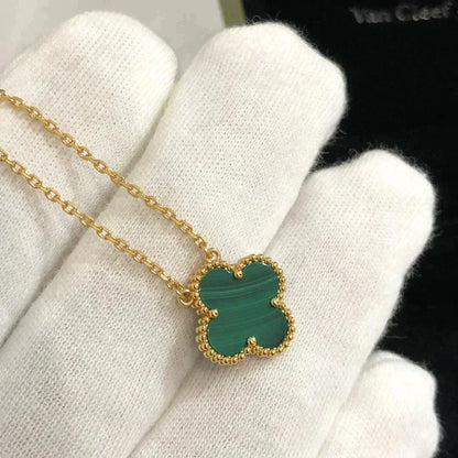 [Bling Jewelry] 15MM MALACHIT-KLEEBATT-HALSKETTE (EINZELBLÜTE)