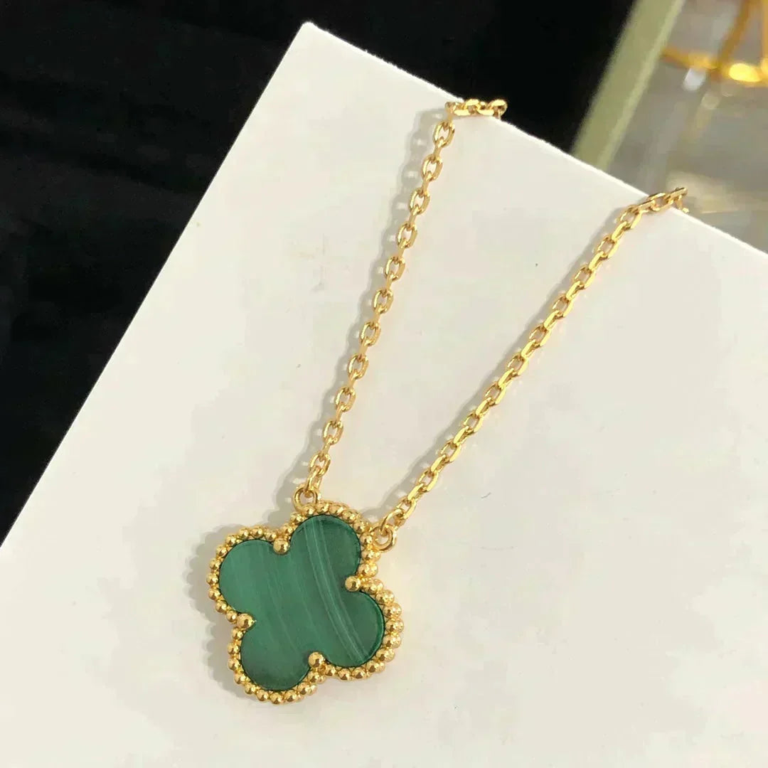 [Bling Jewelry] 15MM MALACHIT-KLEEBATT-HALSKETTE (EINZELBLÜTE)