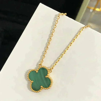[Bling Jewelry] 15MM MALACHIT-KLEEBATT-HALSKETTE (EINZELBLÜTE)