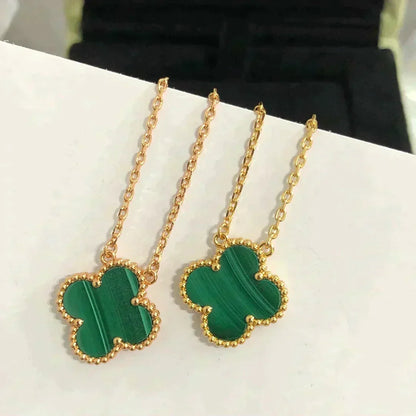[Bling Jewelry] 15MM MALACHIT-KLEEBATT-HALSKETTE (EINZELBLÜTE)