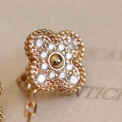 [Bling Jewelrys ]CLOVER MEDIUM 1 MOTIFS FUll DIAMOND EARRINGS