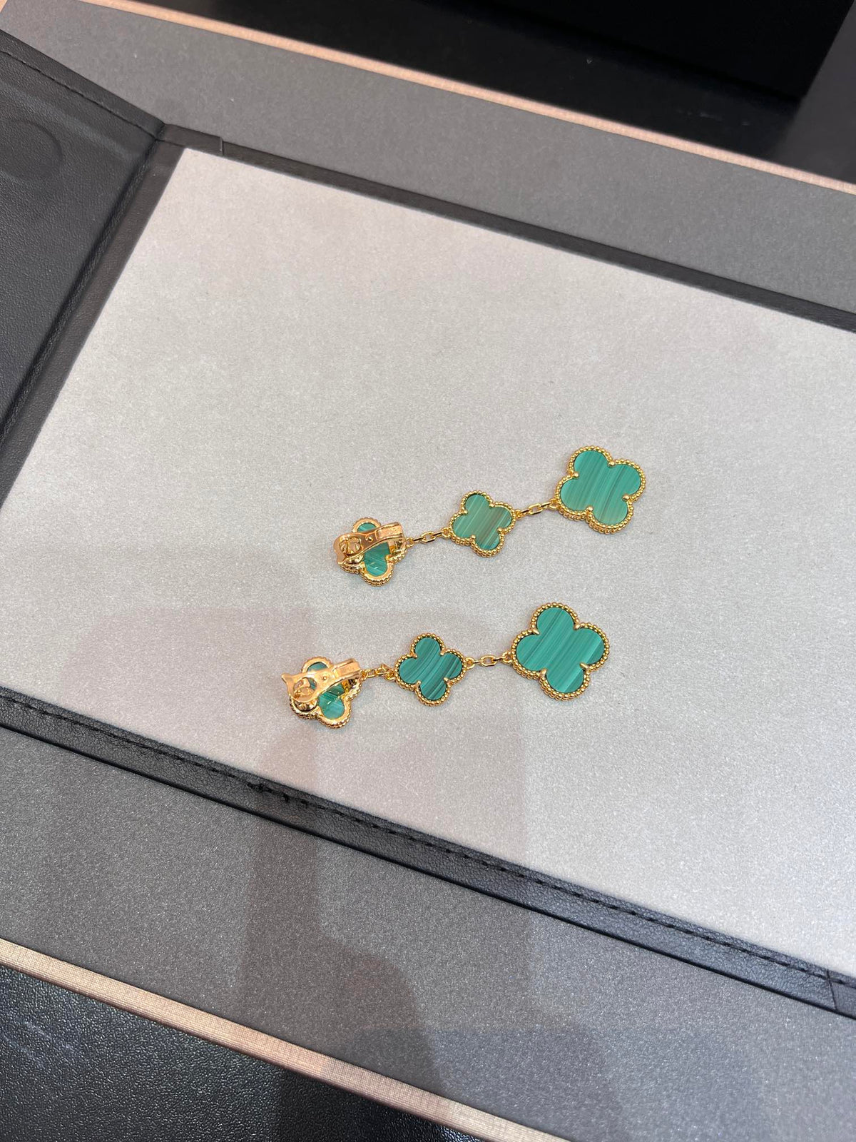 [Bling Jewelrys ]CLOVER MALACHITE 3 MOTIFS GOLD