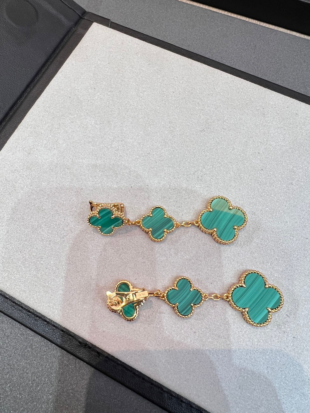[Bling Jewelrys ]CLOVER MALACHITE 3 MOTIFS GOLD