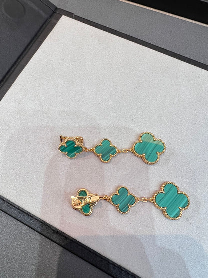 [Bling Jewelrys ]CLOVER MALACHITE 3 MOTIFS GOLD