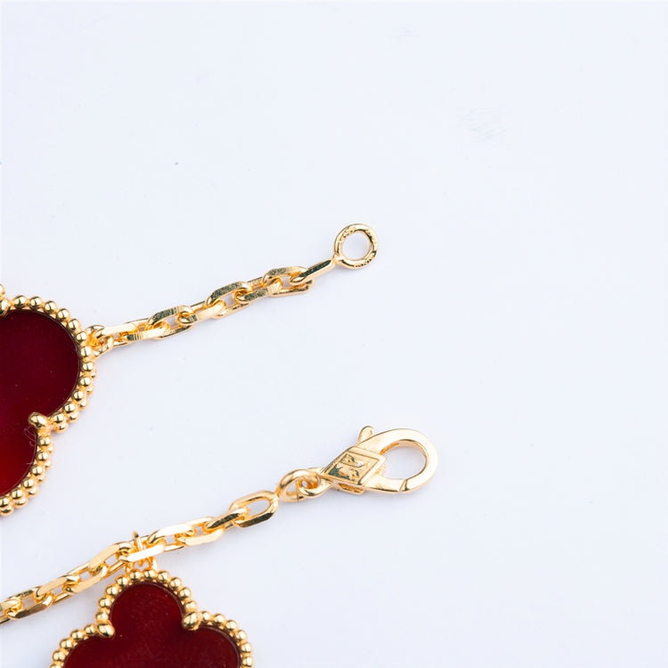 [Bling Jewelrys ]CLOVER BRACELET 5 MOTIFS CARNELIAN TIGER EYE