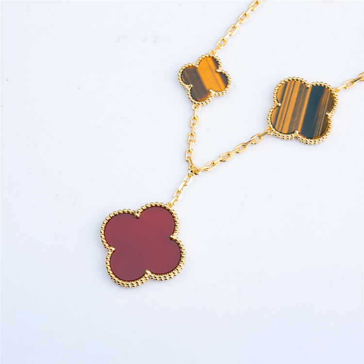 [Bling Jewelrys ]CLOVER BRACELET 5 MOTIFS CARNELIAN TIGER EYE