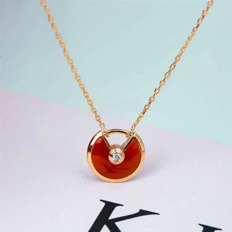 [Bling Jewelrys ]AMULETTE GOLD CARNELIAN ONYX NECKLACE