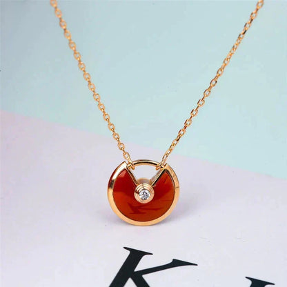 [Bling Jewelrys ]AMULETTE GOLD CARNELIAN ONYX NECKLACE