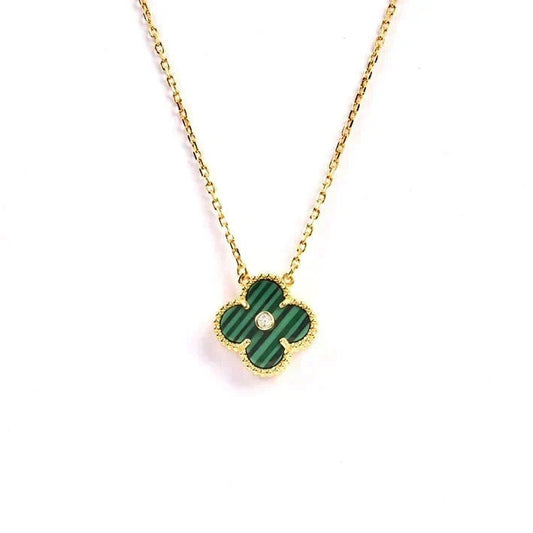 [Bling Jewelrys ]CLOVER 15MM DIAMOND TURQUOISE NECKLACE