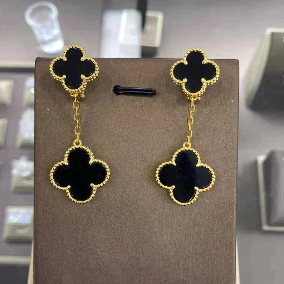 [Bling Jewelrys ]CLOVER 2 MOTIFS  EARRINGS (MULTIPLE CHOICESC