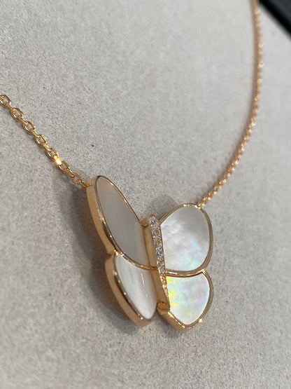 [Bling Jewelrys ]BUTTERFLY GOLD MOP DIAMOND NECKLACE