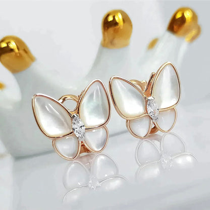 [Bling Jewelrys ]SCHMETTERLINGS-OHRRINGE AUS PERLMUTT MIT DIAMANTEN